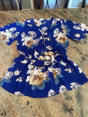 Sienna Sky Royal Blue Floral Print V-Neck Top